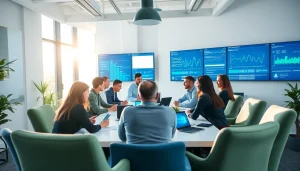 Team cooperation at an Agency workspace showcasing innovation and dynamic collaboration.