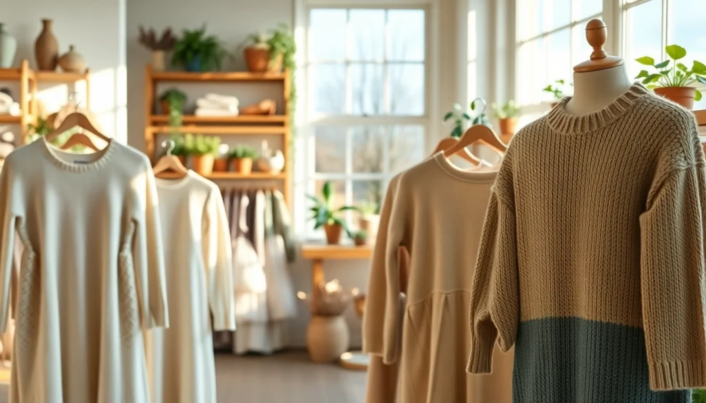 Explore luxurious hand-knitted fashion garments at https://www.ound-ound.com in a bright, airy boutique.