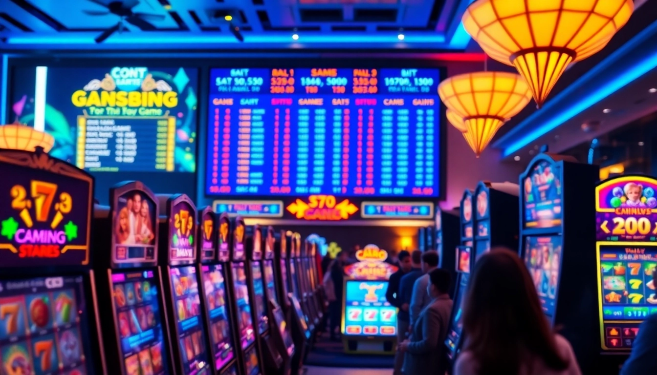 Menggambarkan pengalaman bermain slot depo 5k dengan antusiasme pemain dan mesin slot yang cerah.