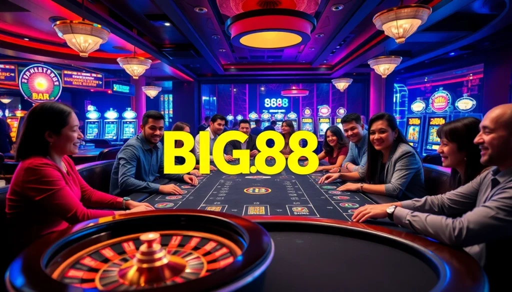 Engage with the thrilling action at BIG88.BAR's poker table, filled with vibrant chips and excitement.