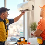AC repair technician working on a system in Phoenix, AZ, highlighting expert service.