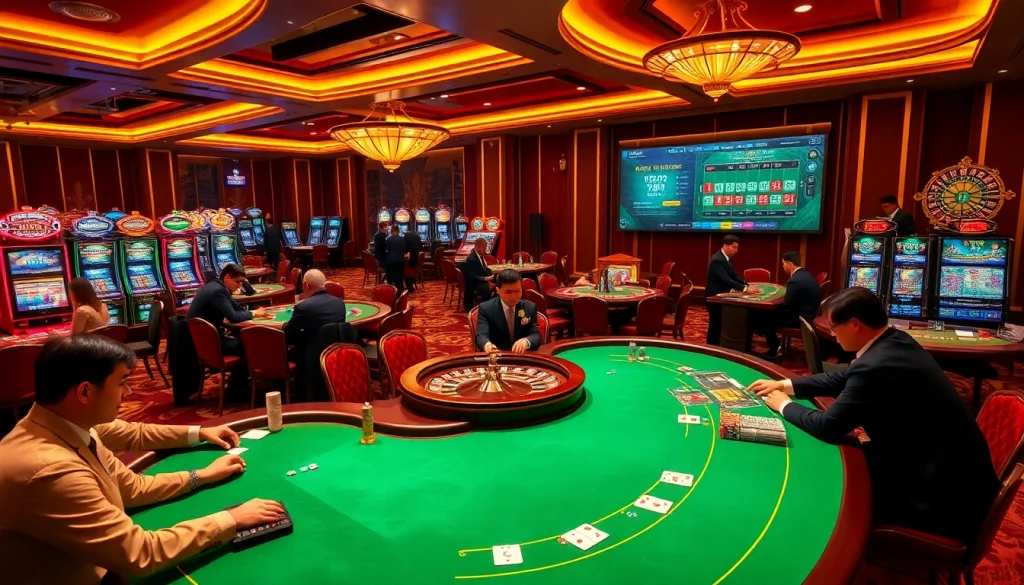 Engage in thrilling gameplay at https://79king2.sa.com/, featuring vibrant casino tables and lively slot machines.