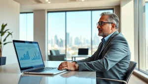 Business coach Los Angeles engaging clients with a professional demeanor in a modern office.