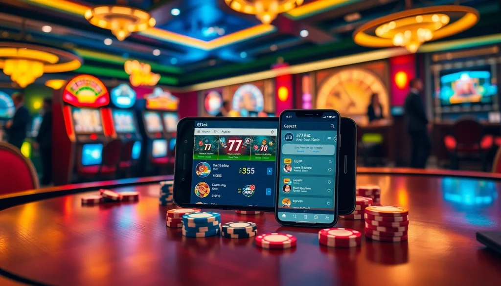 Experience the thrill of betting with the 67bet App on a luxury casino table filled with chips and cards.