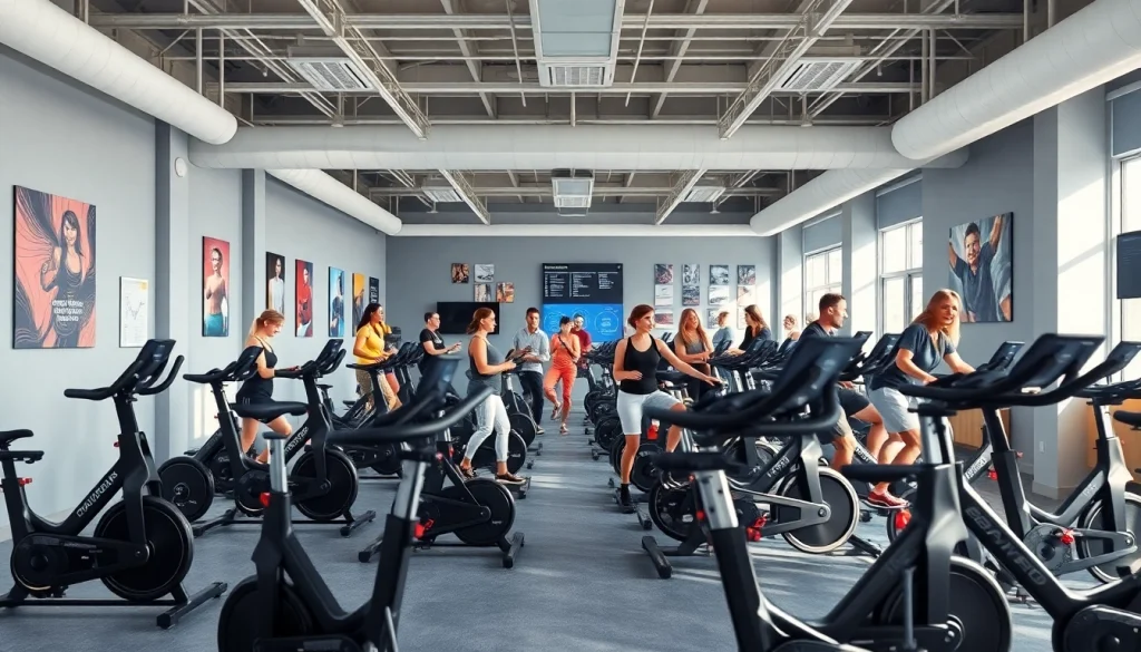 Modern exercise bike showroom showcasing various models from a leading exercise bike manufacturer.