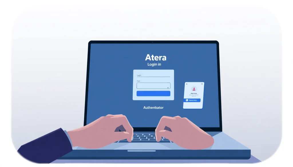 A user accessing Atera login securely with an authenticator app in view.