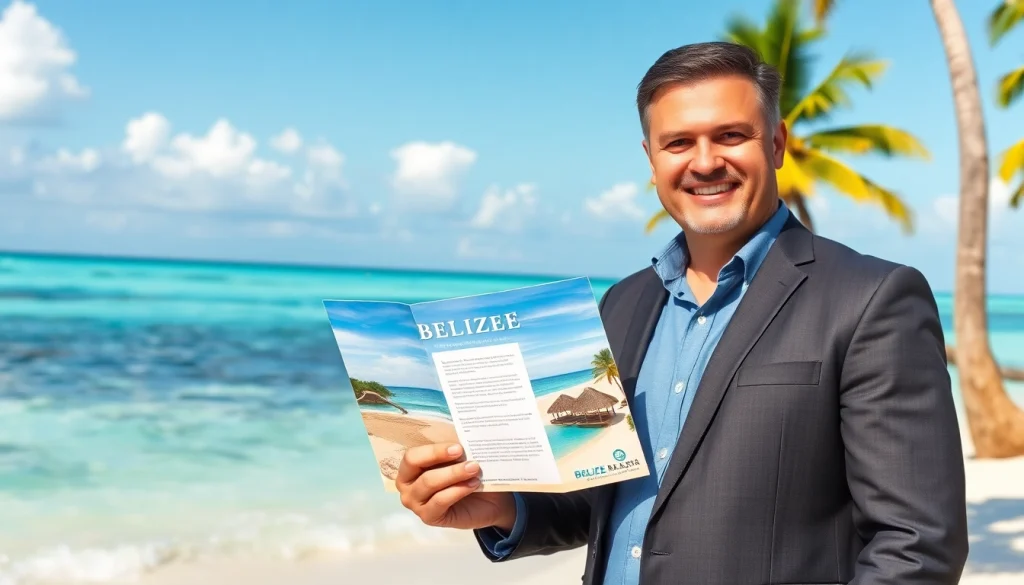 Belize Real Estate Agent presenting beachfront properties in Ambergris Caye, Belize.