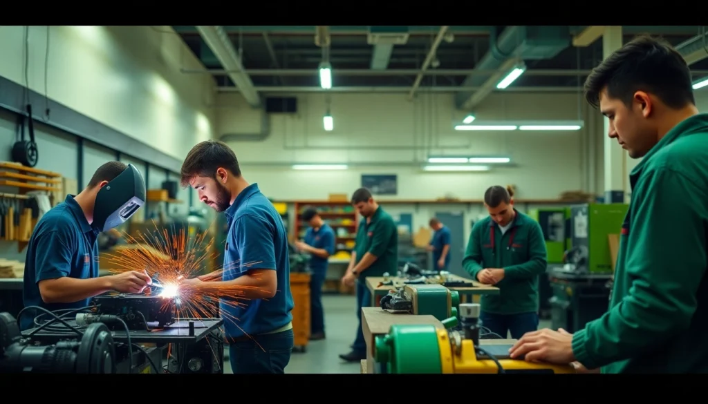 Hands-on training at trade schools oahu, with students learning various vocational skills.