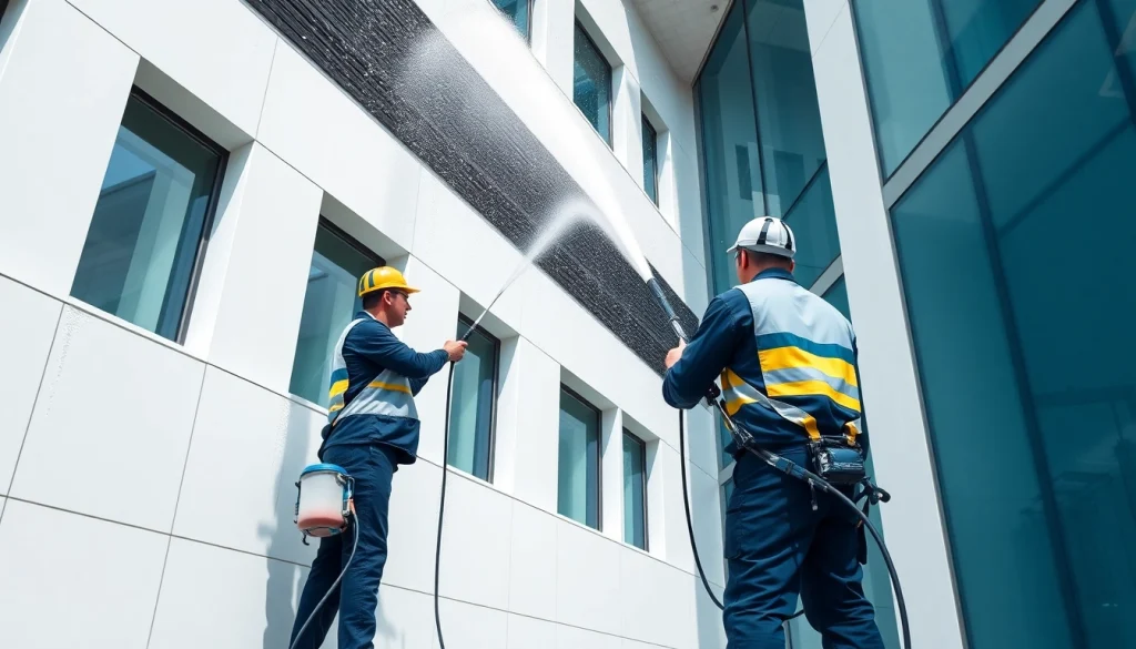 Strokovno čiščenje fasad pri nizkem tlaku s ciljem izboljšanja videza stavbe.