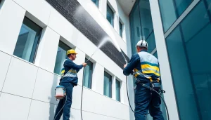 Strokovno čiščenje fasad pri nizkem tlaku s ciljem izboljšanja videza stavbe.