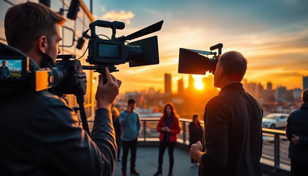 Creative collaboration at a Video Production Company Calgary behind-the-scenes shoot.
