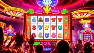 Menangkan di mahjong ways 2 slot dengan simbol berwarna-warni dan suasana kasino yang enerjik.