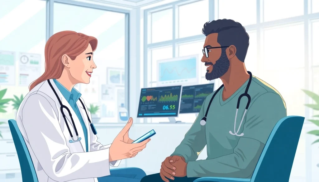 Engaging healthcare consultation at trevia.com showcasing modern health technology.