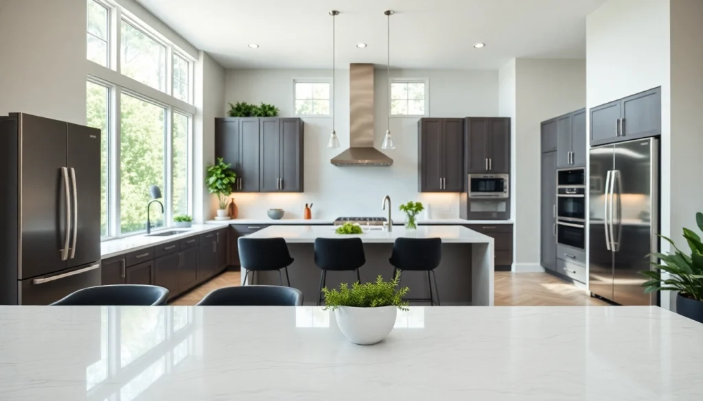 Transforming a space with innovative home renovation featuring a modern kitchen design.