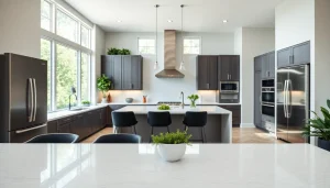 Transforming a space with innovative home renovation featuring a modern kitchen design.