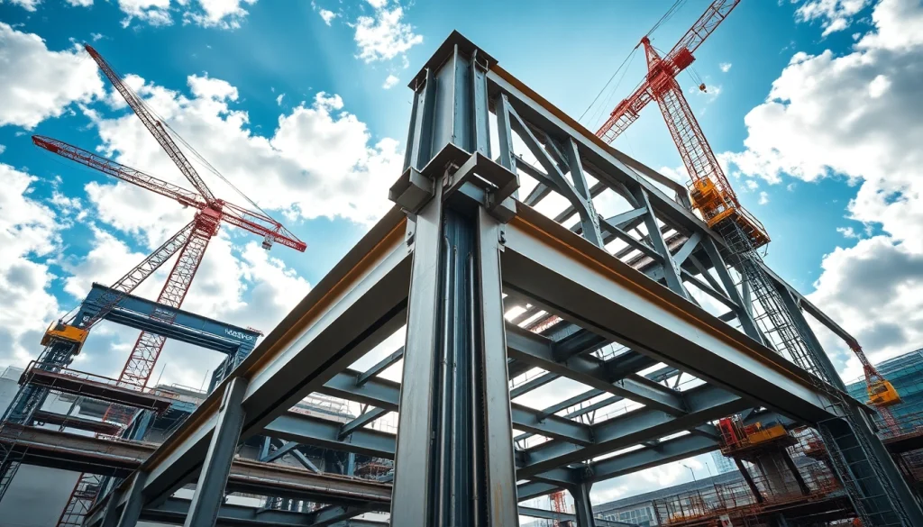 Crafting unique steel structure design elements in a vibrant construction setting.