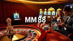 Experience the thrill of MM 88, featuring a vibrant casino scene with roulette wheels and poker chips.