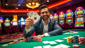 Experience the thrill of 918kiss apk senang menang at a luxurious casino table with colorful chips.