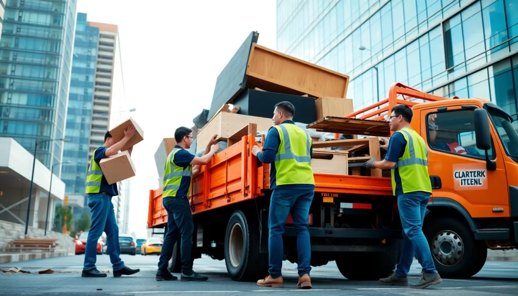 Streamlined junk removal process showcased at https://myeasyjunkremoval.com featuring professional workers.