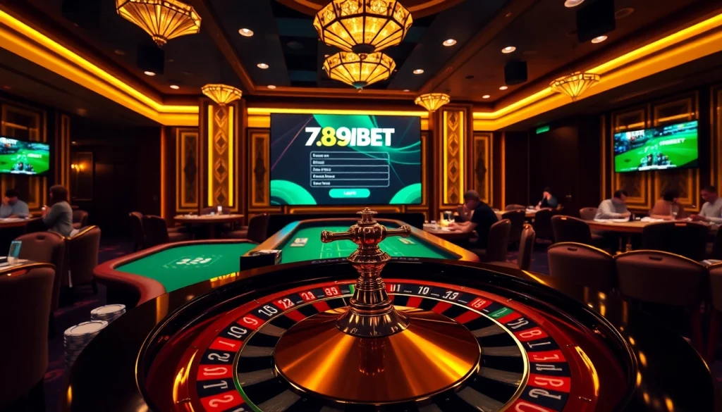 Engage with the 789BET đăng nhập login screen amidst vibrant casino excitement and luxury.