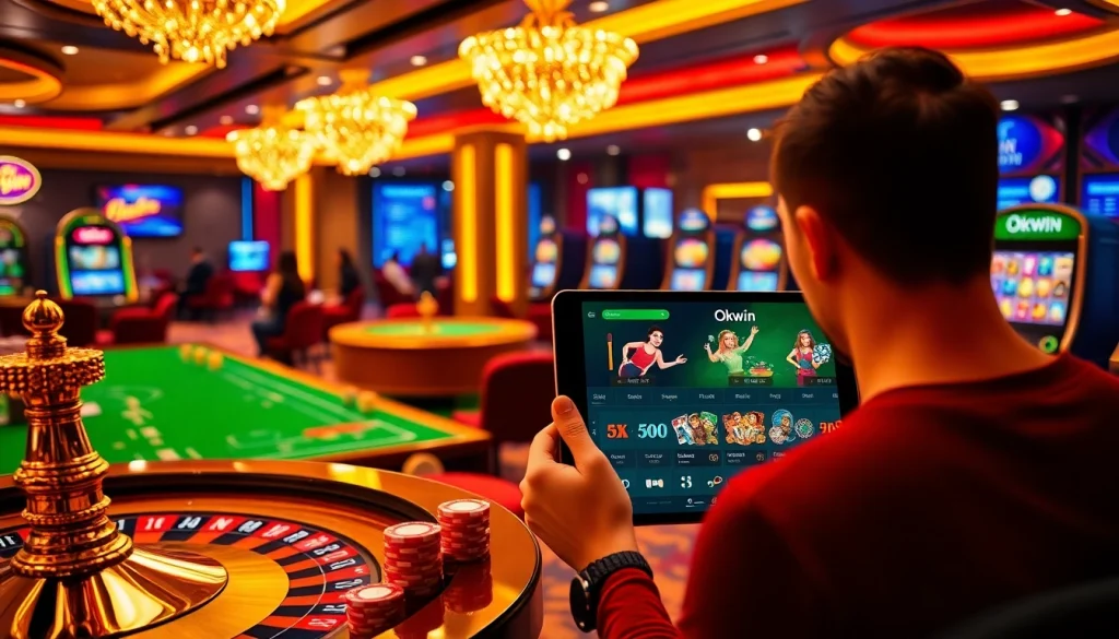 Experience the excitement of Okwin with interactive table games and vibrant betting visuals.