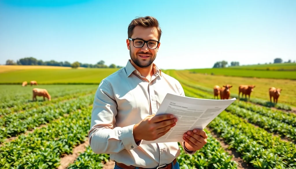 Understanding agriculture law with a professional lawyer in a vibrant farming environment.