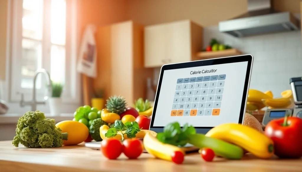 Calculate daily caloric needs using a calorie calculator with fresh ingredients.