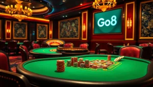 Experience the thrill of Go8 gaming with luxury poker action and high-stacked chips.