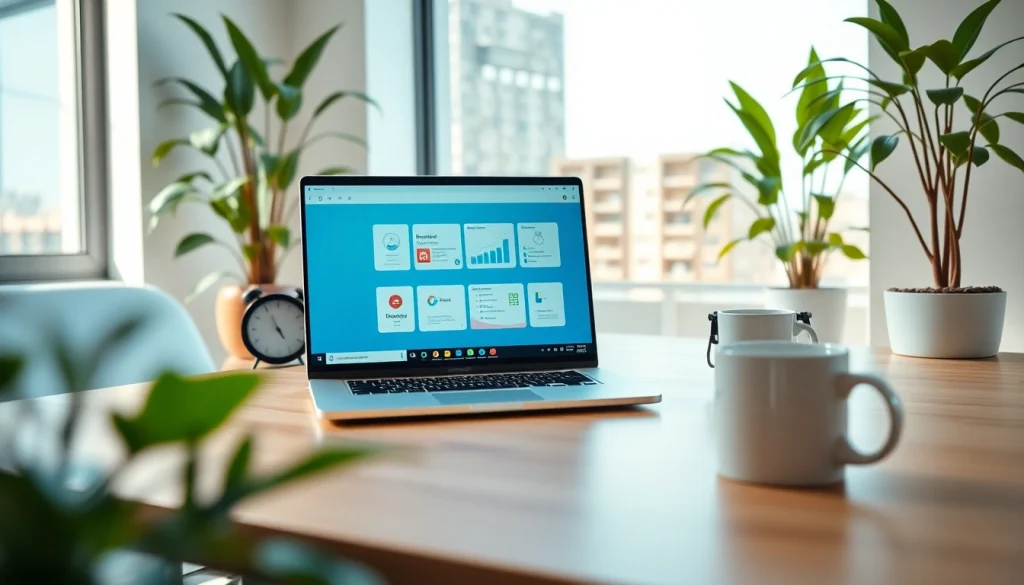 Professional workspace showcasing wps下载 with WPS Office software on a sleek laptop.