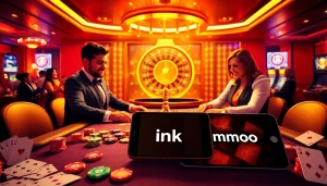 Players engaging at a vibrant online casino table while exploring link MMOO for exclusive games.