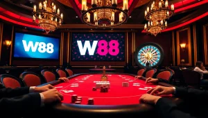 Engage in high-stakes poker at W88's luxurious casino, immersed in thrilling gameplay.