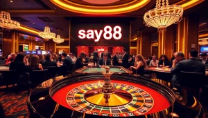 Players enjoying a dynamic casino experience at say88's luxurious gaming tables.