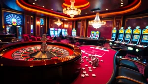 Exciting poker game in a luxurious casino featuring live sports streaming, showcasing ดูบอลสด66z.