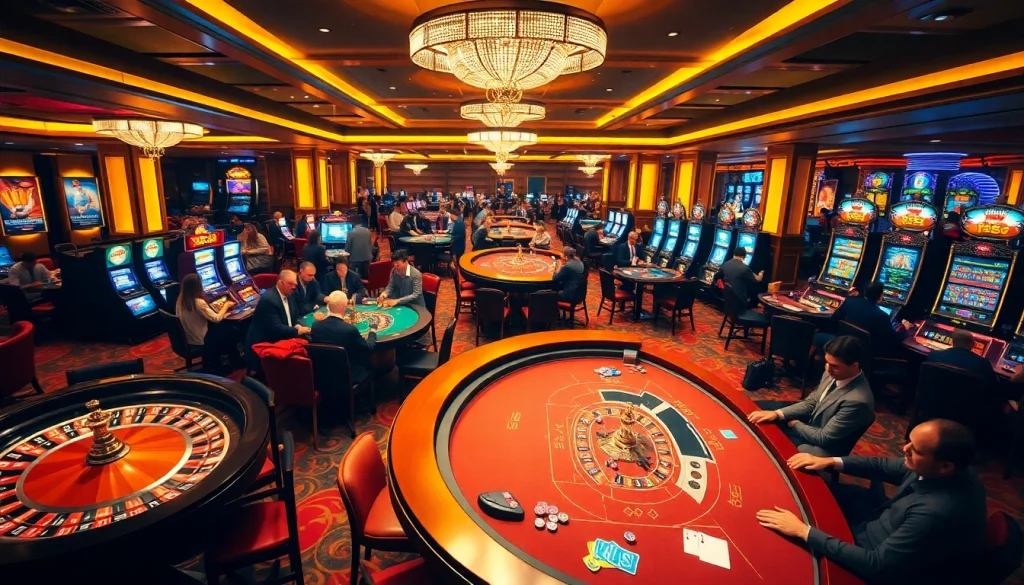 Experience thrilling HB88 gaming with vibrant casino tables, chips, and roulette wheels.