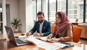Des traducteurs professionnels offrant des services de traduction certifiés en arabe dans un bureau moderne.