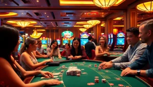 Permainan Online Casino Malaysia dengan penempatan pemain berinteraksi yang gembira.