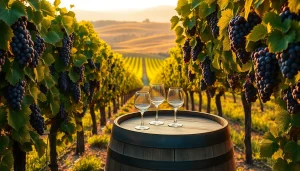 Enjoy breathtaking views at Clarksburg wineries with colorful vineyards and sunset lighting.