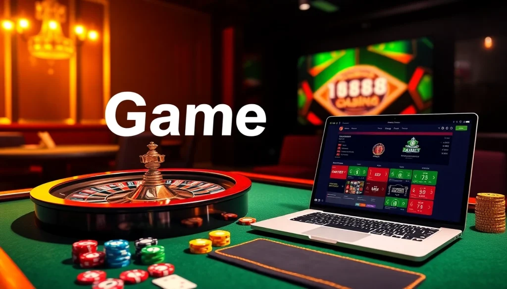 Experience the thrill of Game U888 with a vibrant online casino scene featuring roulette and poker.