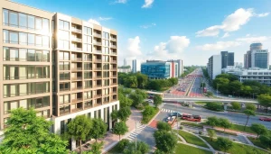 View of the Tampines St 95 EC development site showcasing modern architecture and lush environment.