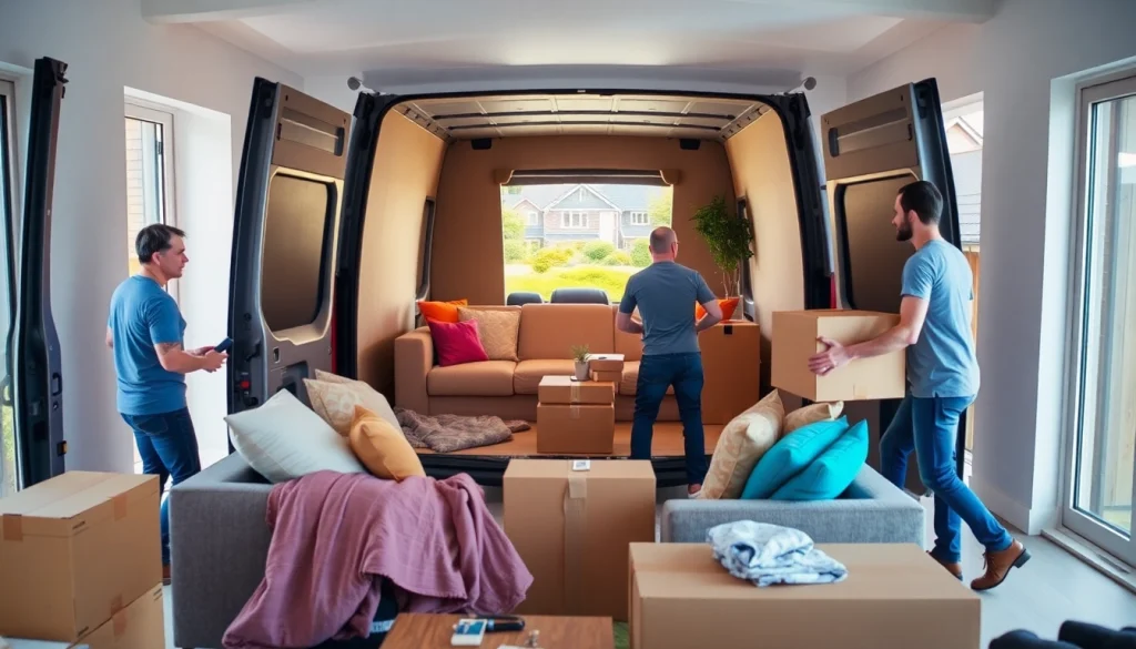 Efficient furniture removals Wollongong team organizing a living room for a seamless move.