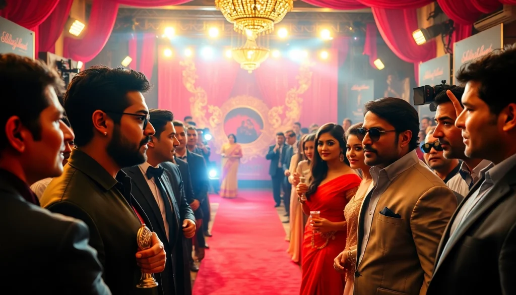 Capture a vibrant Bollywood event at https://bollywoodcelebnetworth.in, showcasing celebrities on the red carpet.