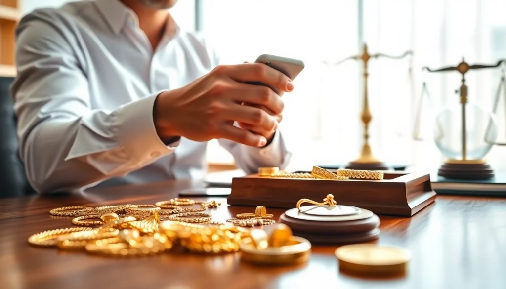 Goldankauf Hannover: Experte bewertet Goldschmuck in professioneller Umgebung