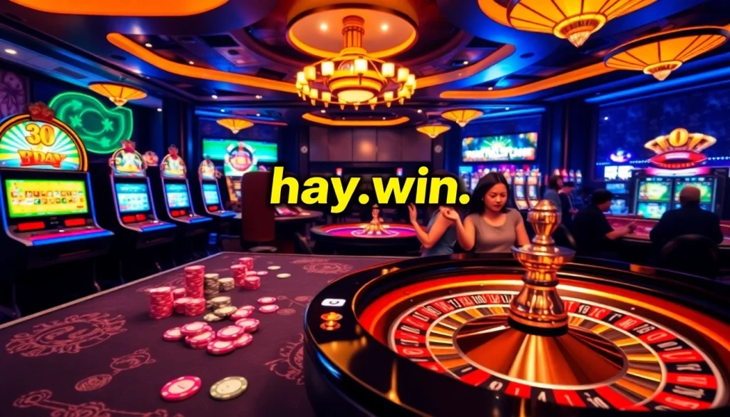 Players enjoying games at hay.win's vibrant casino table highlighting excitement and luxury.