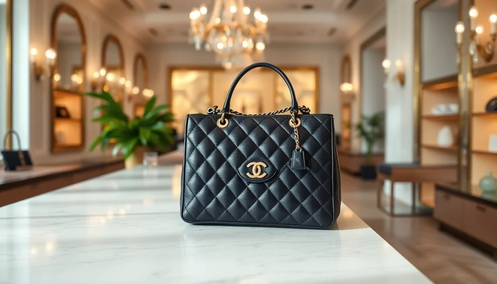 명품 이미테이션의 고급스러운 가방을 보여주는 세련된 장면