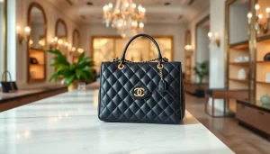 명품 이미테이션의 고급스러운 가방을 보여주는 세련된 장면