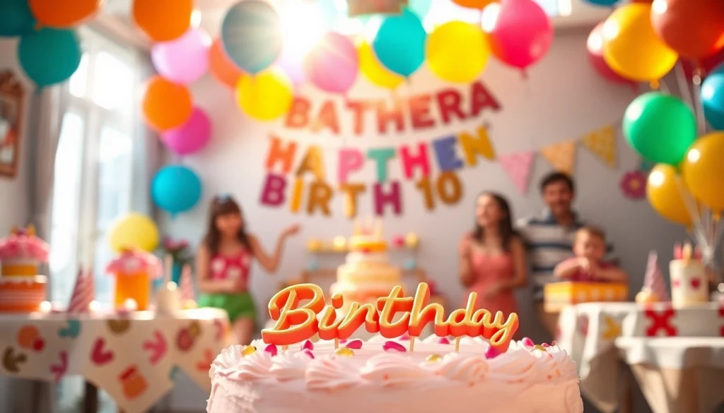 A beautiful customizable birthday party setup with vibrant decorations and personalized elements.
