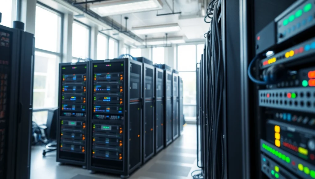 Access critical services at https://aminserve.com with a modern server room setup.