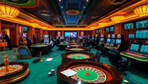 The vibrant casino scene showcases players at https://bet88.limited/ enjoying poker and roulette with luxurious decor.