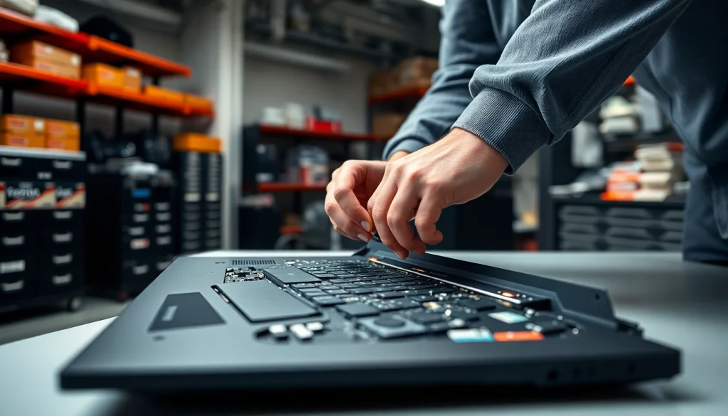 Repairing Lenovo Parts by a skilled technician in a workshop setting, showcasing precision and expertise.