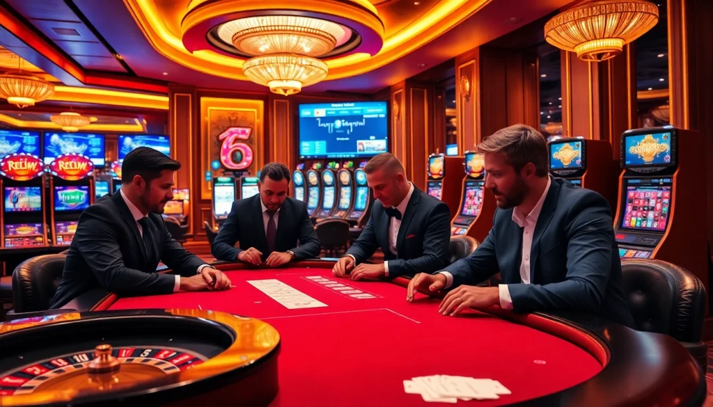 Engage in a thrilling poker game at Haywin's luxurious casino, featuring exciting betting action and vibrant ambiance.